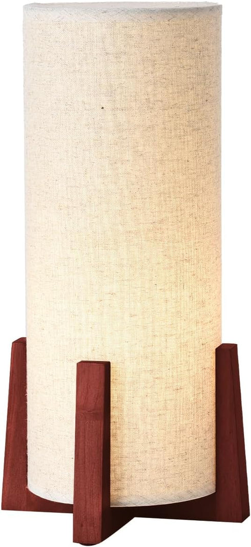 13.9" KUNJOULAM Modern Small Table Lamps, Nightstand Lamp with Linen Fabric Shade, Cylinder Bedside Table Lamp