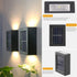 CALIDAKA 2 Pack LED Solar Wall Light - Up and Down Outdoor Security Lamps, IP65 Waterproof for Home Garden