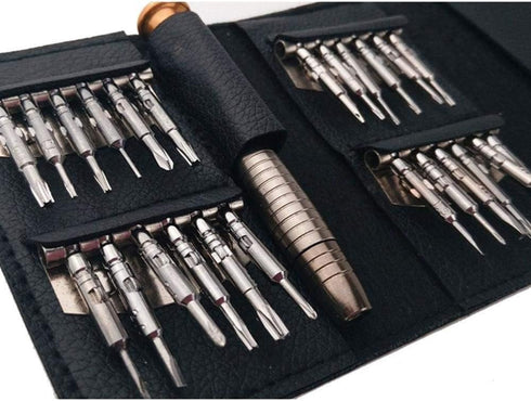 25PCS Mini Screwdriver Set with Case, Precision Kit with 6 Different Size Flathead and Phillips Screwdrivers