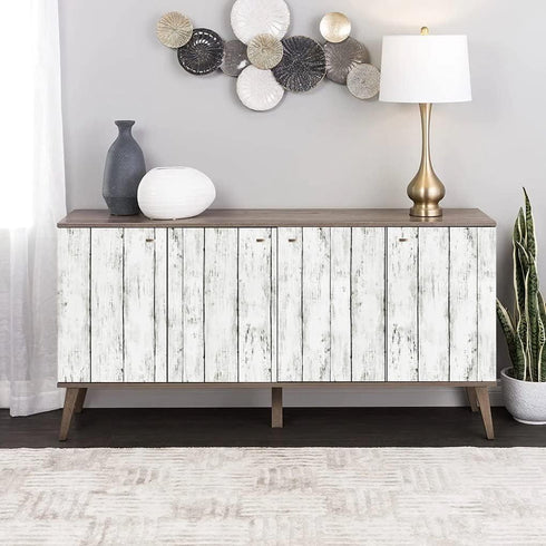 Arthome Peel and Stick Wallpaper, White Gray Wood Contact Paper, 11.8 x 100 inches Self Adhesive Vinyl Film
