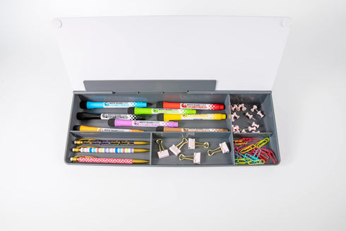 Glassboard Studio Glass Dry Erase Doodle Tray for Desktop, Marker and Eraser Included, Gray, 8 Markers