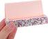 Baluue Rhinestones Business Card Holder Pink Single-sided Desk Organizer with Greeting Card Storage for Office Desktop