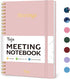 Meeting Notebook for Work Organization, 160 Pages Work Planner with Action Items, Agenda Planner, Pink