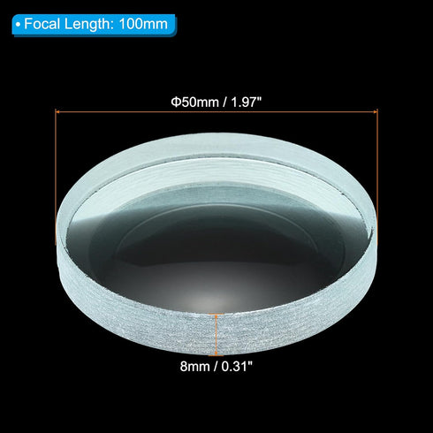PATIKIL 4" (100mm) Focal Length Double Concave Lens, 3 Pack 50mm Diameter 8mm Height Glass Optically Polished Round Edges Lens for Physics Experiment, Clear