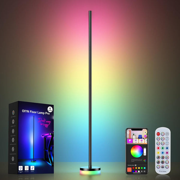 OIYN Corner Floor Lamp, RGBICW LED Corner Lamp with 1300lm Smart Modern