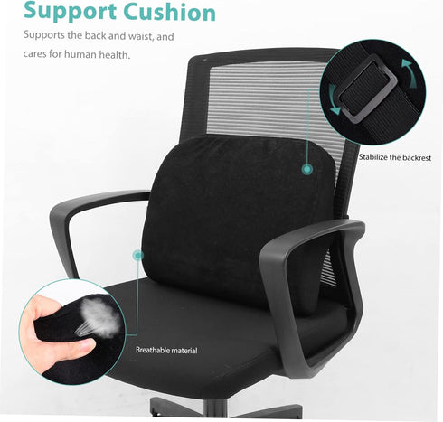 FUNNETOYU 1Pc Ergonomic Memory Foam Back Support Cushion for Car and Office Lightweight Relief Pillow for Tv Reading