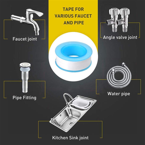 GCQ Teflon Tape, PTFE Thread Seal Tapes, 1/2 inch x 500 inch, 10 Pack, White
