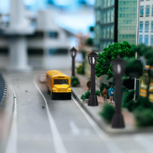 3pcs PartyKindom Mini Street Light Model: Miniature Lamp Post Black Outdoor Pathway Lantern Post for Dollhouse Village