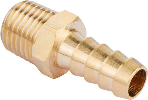 U.S. Solid Brass Hose Fitting Adapter, 3/8" Barb x 1/4" NPT Male Pipe Fittings