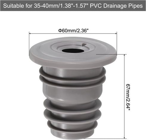 uxcell Drain Pipe Seal Ring, Silicone Ring Washing Machine Sealing Plug, Anti-Odor Floor Drain Plug Sewer Pipe Seal Ring Sealing Cover for 35-40mm PVC Drainage Pipes, Grey