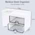 Desk Organizer with Drawer, Small Pencil Holder, 2 Drawers + 4 Compartments for Office Home Storage (White)