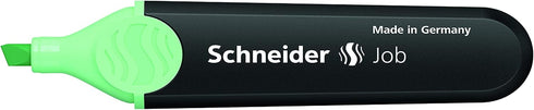 Schneider Job Pastel Highlighter, Chisel Tip, 1 + 5 mm, Black Barrel, Mint Ink, Box of 10 Highlighters (1524), Green