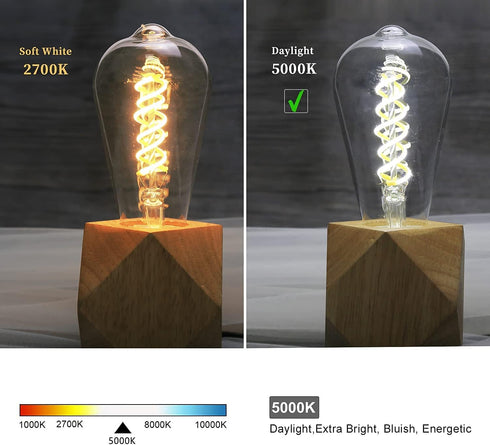 Dimmable Vintage LED Edison Bulbs, 6W Equivalent 60W, 600lm Daylight 5000K ST58 Antique E26 Clear Glass
