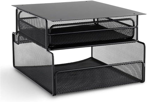 Safco Products Onyx Mesh Deluxe Under Desk Hanging File Organizer, Black, Steel, 2 Compartments