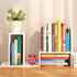 Small Wood Adjustable Desktop Bookshelf, Expandable Storage Organizer for Office Supplies, White