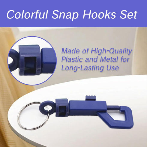BRBASAP 10 Pack Plastic Snap Hook, 6.5mm Rotary Cord Clips with Split Keychains O-Ring for Outdoor Camping