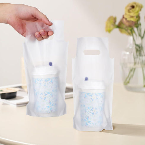 500pcs Beaupretty Beverage Handle Drinking Bags Takeout Coffee Liquid Carrier Storage Bags with Handle Portable Cup
