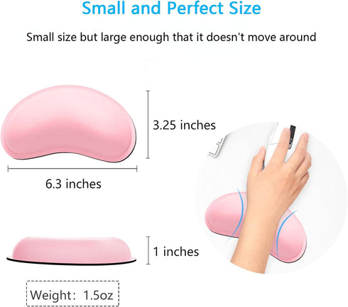 Dapesuom Ergonomic Memory Foam Mouse Wrist Rest, PU Leather Hand Rest Pad Cushion for Gaming, Pink