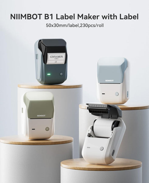 NIIMBOT B1 Bluetooth Label Maker, Portable Label Printer with Auto Identification, Easy to Use for Office, Home,