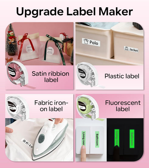 Phomemo P12 Label Maker Machine with Tape, Ribbon Printer Machine Small Bluetooth Label Makers with Multiple Templates