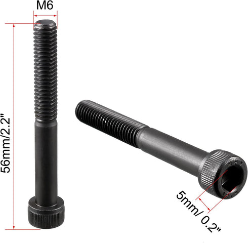 M6x50mm 12.9 Alloy Steel Screw Cap Point Hex Socket Screws, 10Pcs