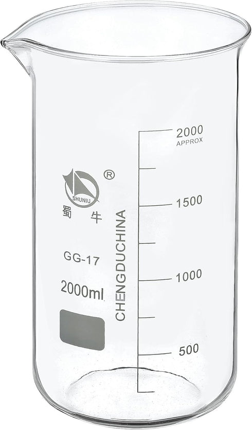 PATIKIL 2000ml Tall Form Glass Beaker, 3.3 Borosilicate Glass Graduated Measuring Cups with Spout