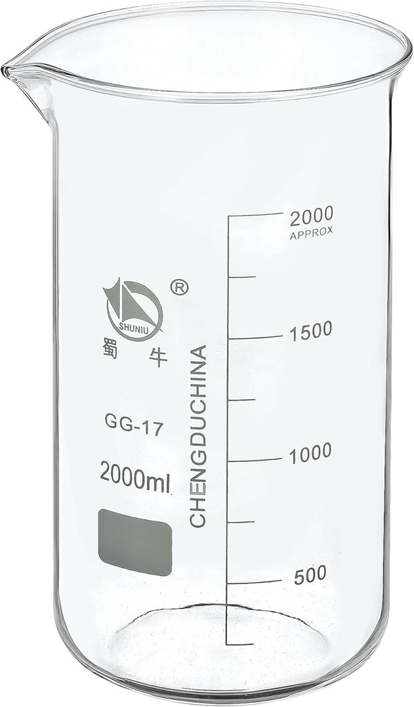 PATIKIL 2000ml Tall Form Glass Beaker, 3.3 Borosilicate Glass Graduated Measuring Cups with Spout