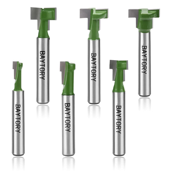 BAYTORY 6Pcs Keyhole Router Bits Set, 1/4" Shank Router Keyhole Bit Set