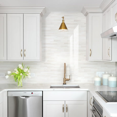 10-Sheet Seamless STICKGOO Subway Tile Peel and Stick Wall Tiles, Design Polished Dolomite Kitchen Backsplash, PVC