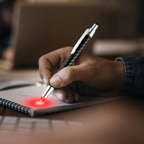 Glovion Lighted Tip Pen with Stylus 3-in-1, LED Penlight Ballpoint Pen with Light for Writing in the Dark - 3 Pack