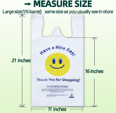 YovhVon 0.8Mil(20 100 Count, Pack|, 1/6 11"x6"x21", Microns), Plastic Bags with Handles, T-Shirt bag, Thank You bags
