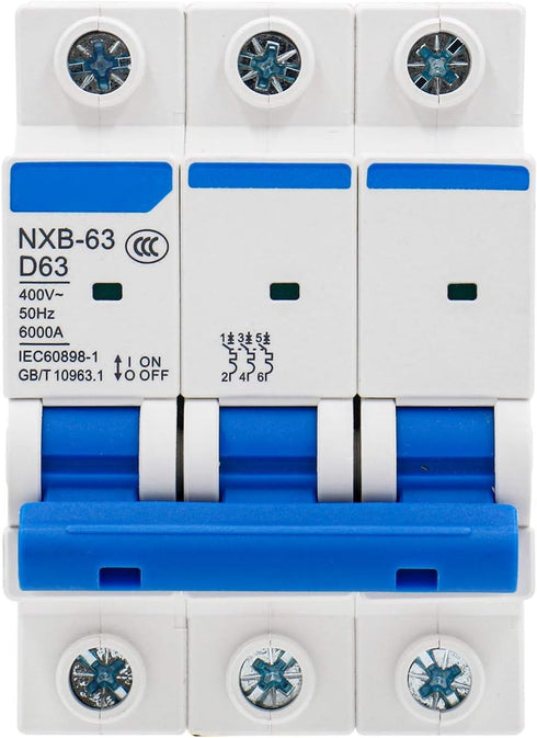 Baomain Mini Circuit Breaker NXB-63 D63 AC 400V 63Amp 3 Pole DIN Rail Mounting Work for Motor Protection and Air Compressor by Baomain