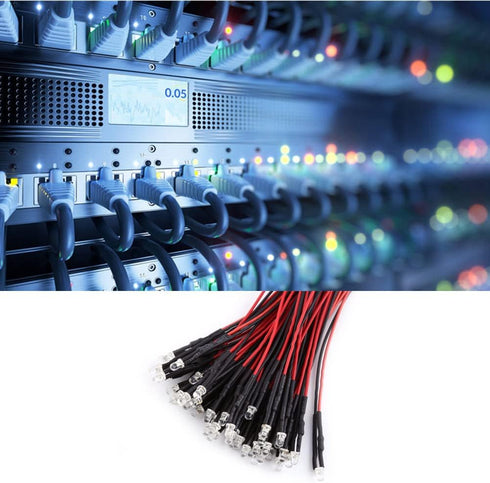 50Pcs 20cm 9-12V Light-3mm) Pre Wired LED Lights White Round Water Clear Diodes Long Wires DC for DIY Car Boat Toys