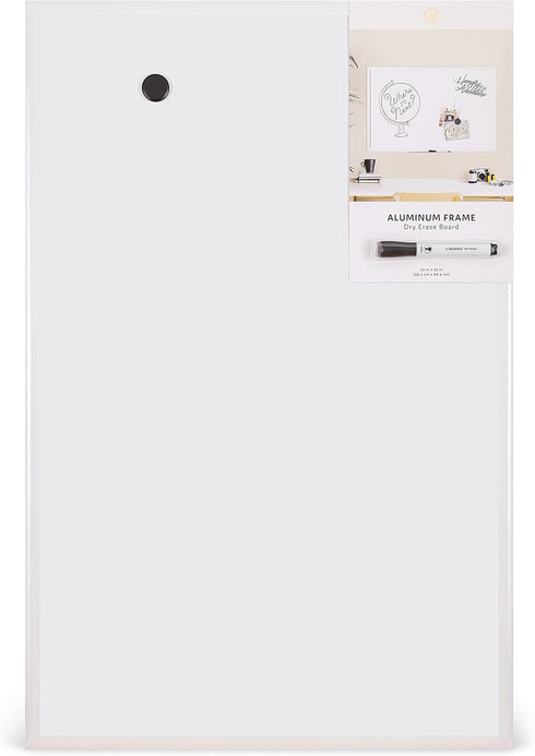 U Brands Magnetic Dry Erase Board with White Aluminum Frame, Office Supplies, 23" x 35"