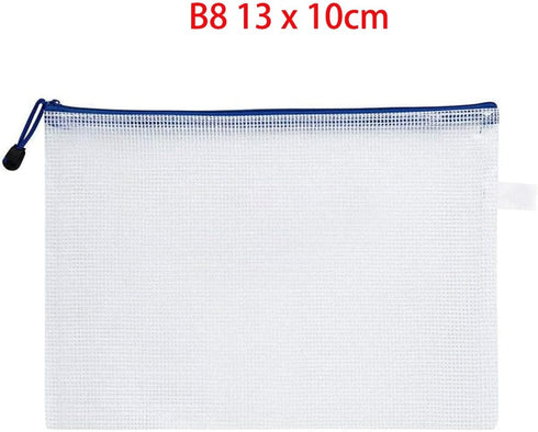 Unifizz B8 Plastic Wallets Folder, Zip Lock Bags, Waterproof Clear Mesh Zipper Pouch Document Bag, White