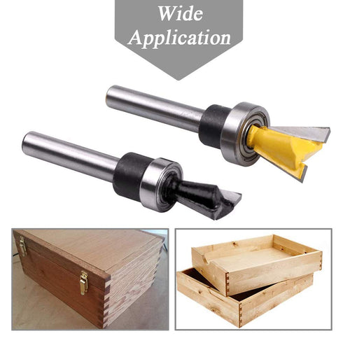 Mesee 2Pcs Dovetail Joint Bearing Router Bits, 1/4 Inch Shank for Woodworking Milling Cutter Tools