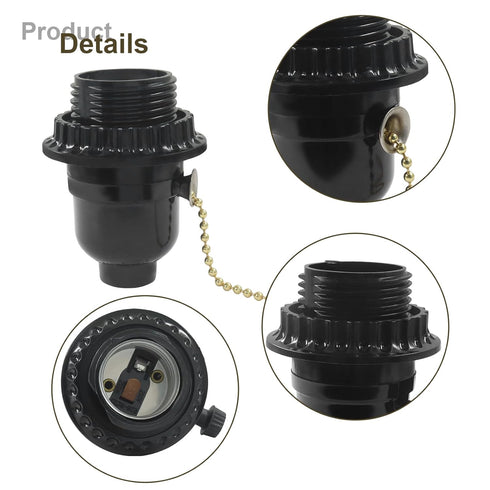 Aoserge 1 Pack E26 Threaded Lamp Socket Replacement with Pull Chain - Robust Aluminum Base Light Socket for Table