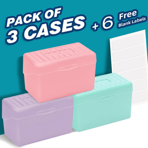 H4D 3x5, 3x5 3 Packs Index Card Holder Index Card Box Organizer Case, Flash Note Card Holder, (Pastel Colors)