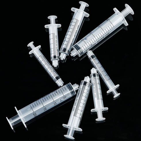 Plastic Syringe Luer Lock With Measurement, No Needle for Scientific Labs, Liquid Measuring, 20ml 10pcs