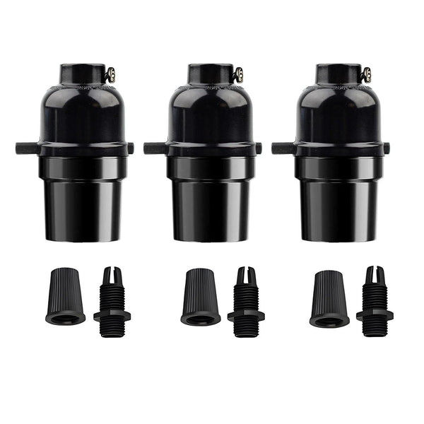 Phenolic Medium Base Light Socket with Push Switch, 3 Pack E26 Medium