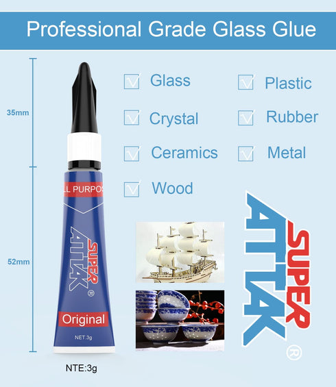 Ultra Strong Clear Super Glue, 3-Gram Tubes, Instant Adhesive for DIY Projects