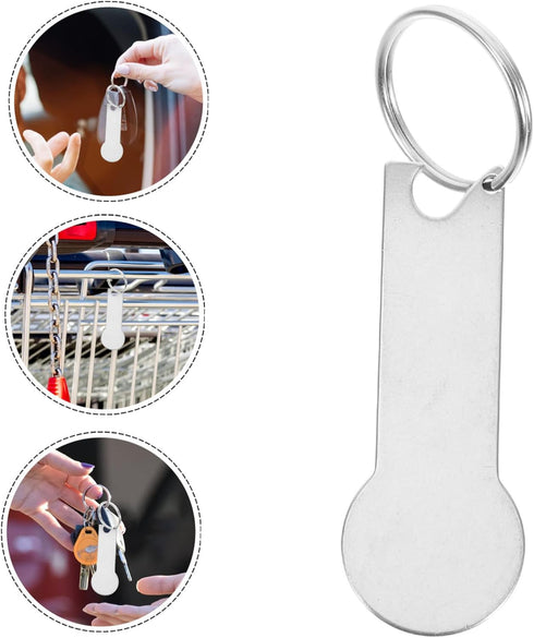 4PCS Set DOITOOL Stainless Steel Shopping Cart Token Keychain Bottle Opener Portable Trolley Release Key for Easy