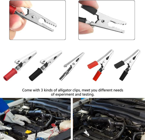 WMYCONGCONG 120 PCS Metal Alligator Clips, Electrical Test Clamps Assortment Kit with Plastic Hands, Red Black