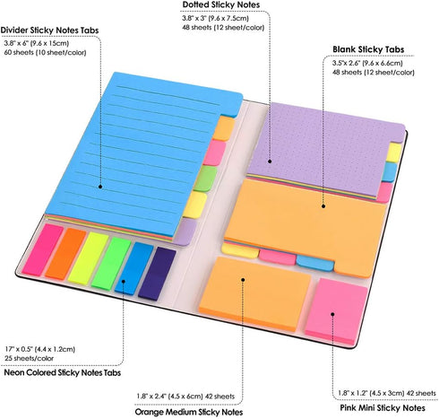 Sticky Notes Set - Self-Stick Pads for Journaling, Notebook, Planner, Office Supplies, and Gifts