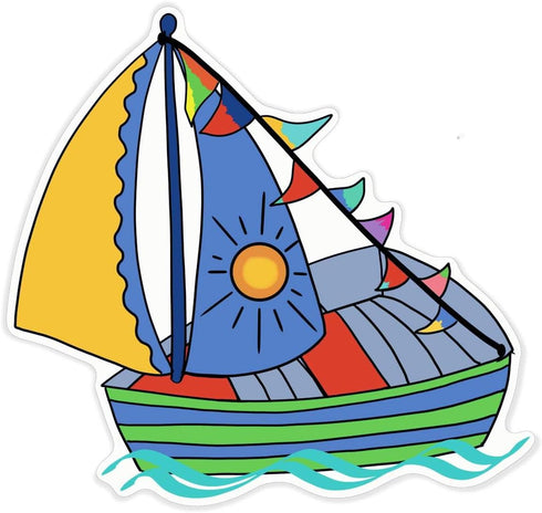 Azeeda 'Toy Sailing Boat' White Premium Vinyl Decal Sticker Waterproof, Durable & Easy