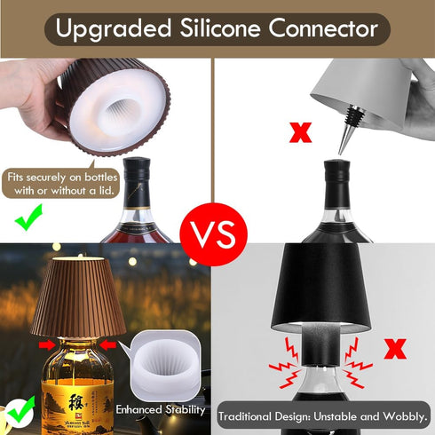 2 Pack 3-Level Counter, WILIT Wine Wirelss Bottle Lamp, Brightness Cordless Table Lamp Shades, Rechargeable Battery