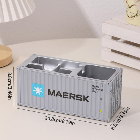 Multi-Function Desk Organizer, Gray Shipping Container Storage Box for Office Supplies, Pen/Pencil and Remote Control