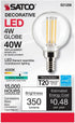 Satco 4-Watt LED E12 Light Bulb, 4000K, Dimmable, 15000 Hour Rating