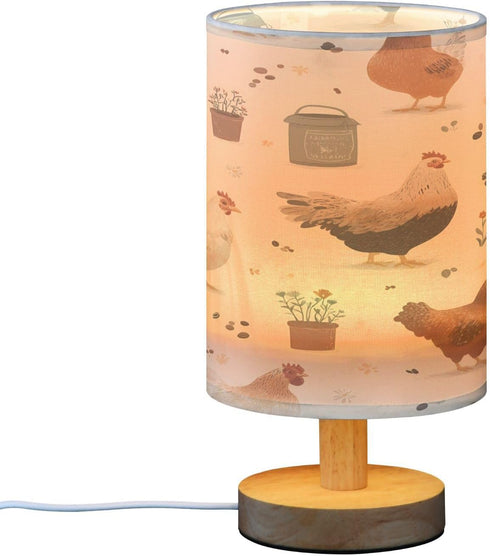 ALAZA Chicken Flower Pot Farm Animal Bedside Table Lamp with USB Port for Bedroom Nightstand Lamps Night Light Linen