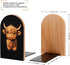 Generic 5 3.1 3.9 Inches Cartoon Highland Cow Wood Book Ends Holder Stand Cute Desk Decor Bookends
